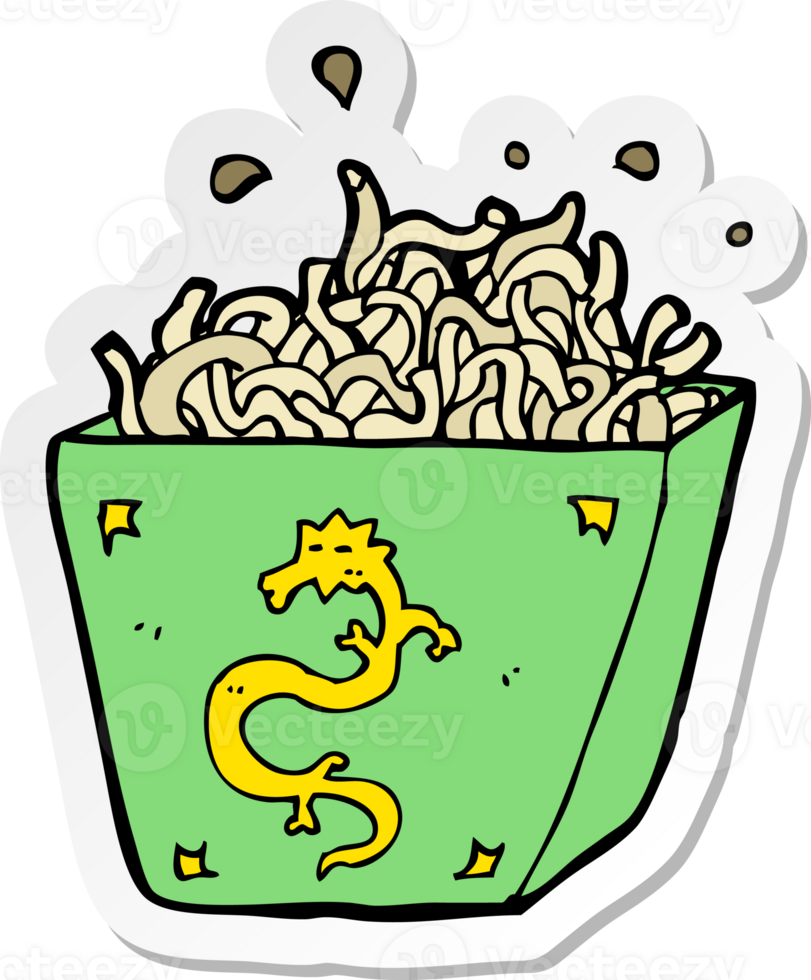 pegatina de una caja de fideos de dibujos animados png