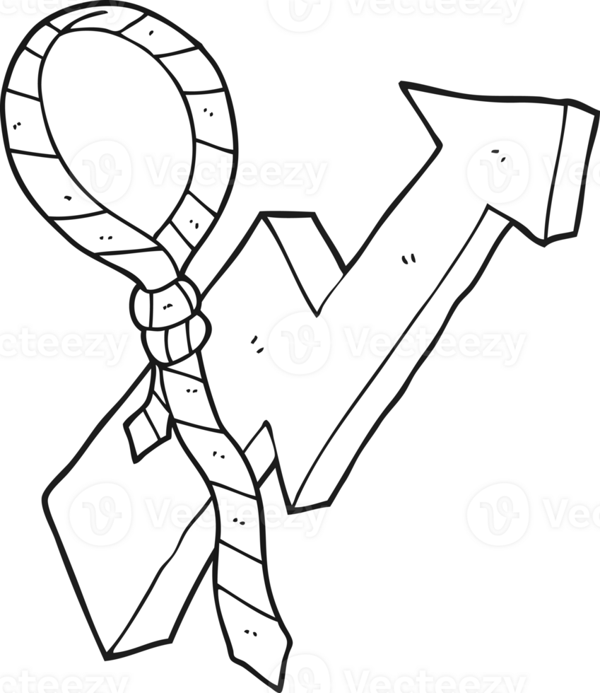 hand drawn black and white cartoon work tie and arrow progress symbol png