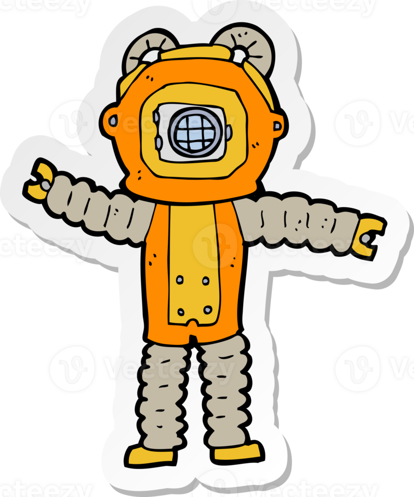 sticker of a cartoon deep sea diver png