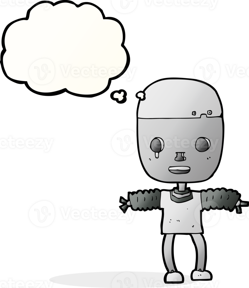 cartoon robot with thought bubble png