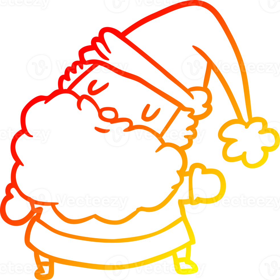 warm gradient line drawing of a santa claus png