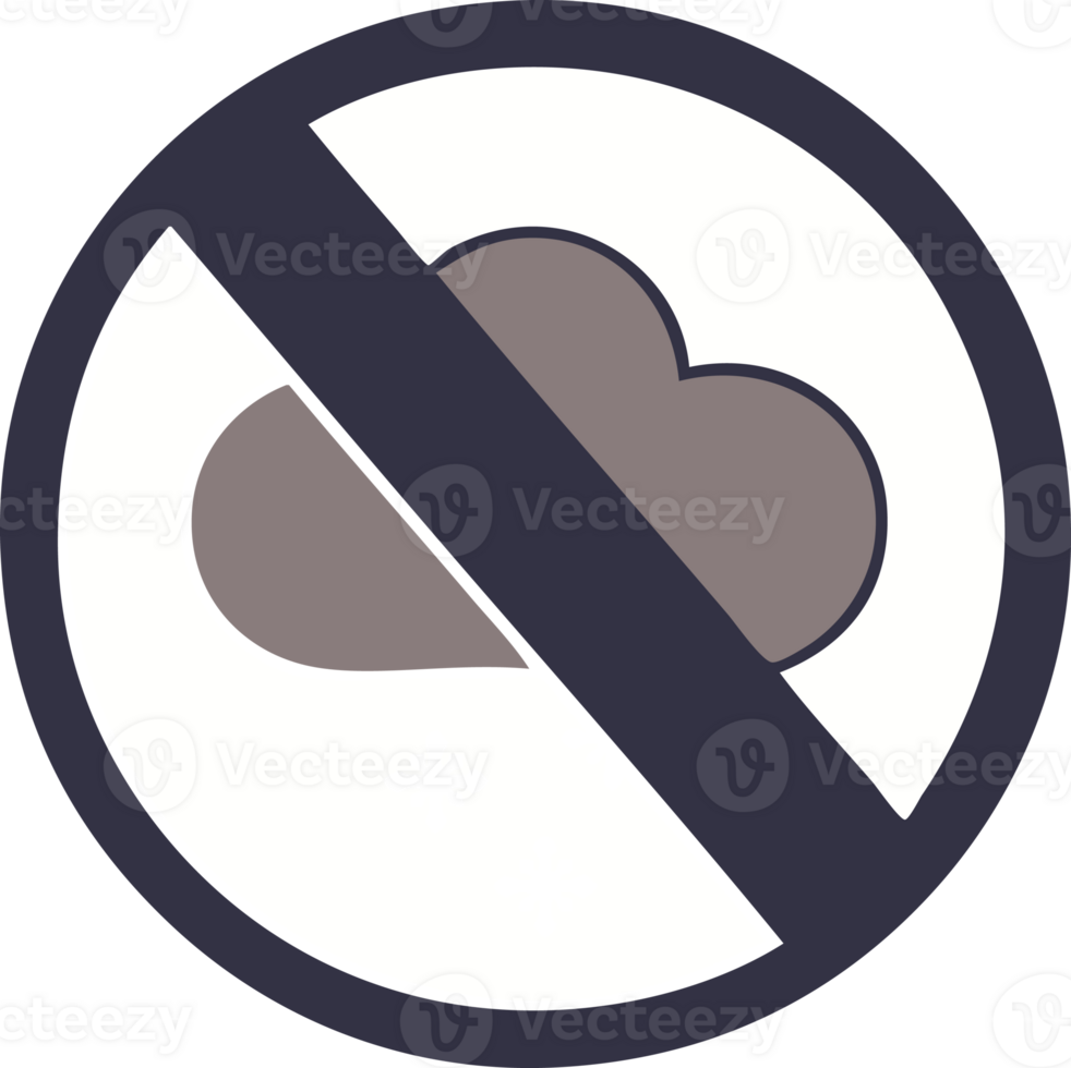 flat color retro cartoon of a snow cloud warning sign png