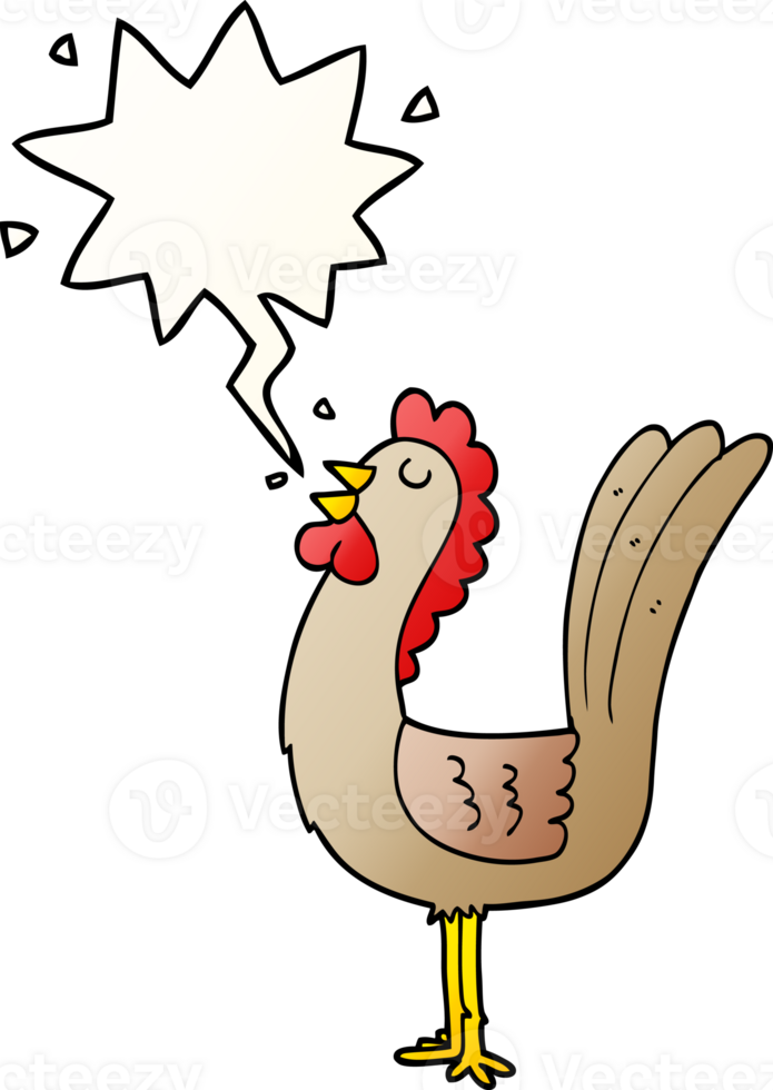 cartoon rooster with speech bubble in smooth gradient style png