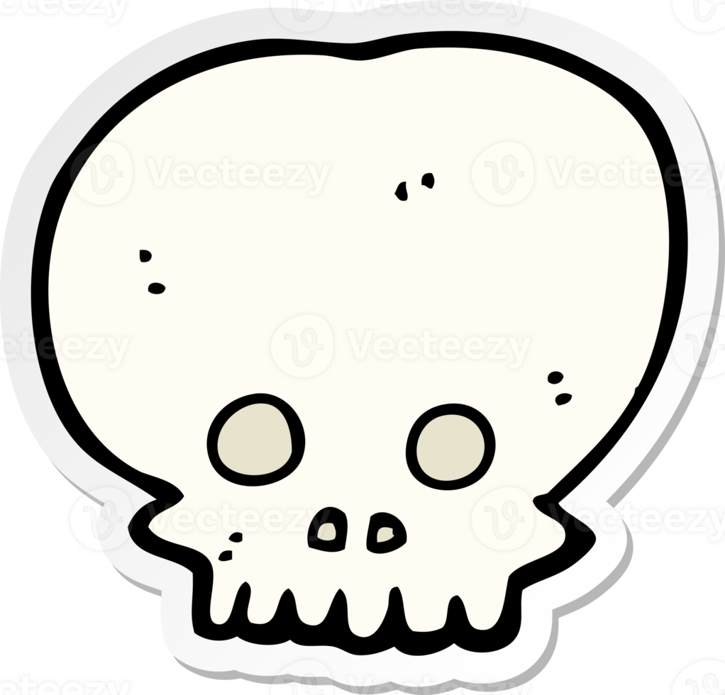 sticker of a cartoon spooky skull symbol png