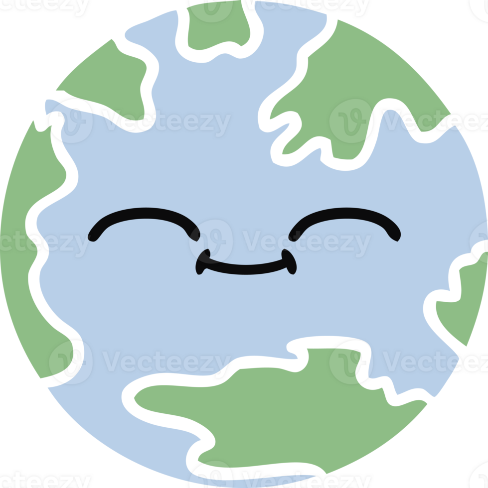 flat color retro cartoon of a planet earth png