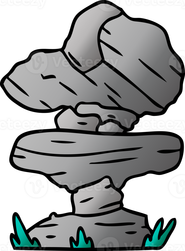 hand drawn gradient cartoon doodle of grey stone boulder png