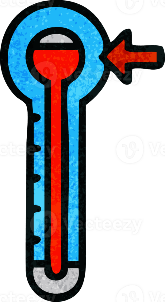 retro grunge texture cartoon of a glass thermometer png