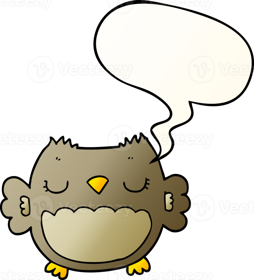 cute cartoon owl with speech bubble in smooth gradient style png