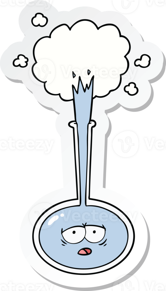 sticker of a cartoon tired science experiment png