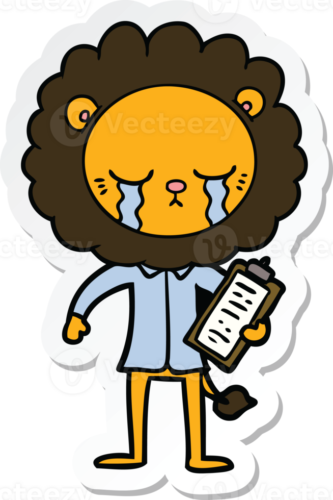 sticker of a crying cartoon lion png