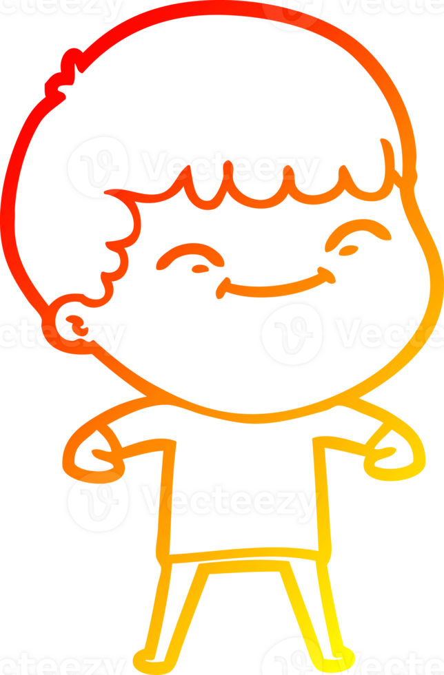 warm gradient line drawing of a cartoon happy boy png