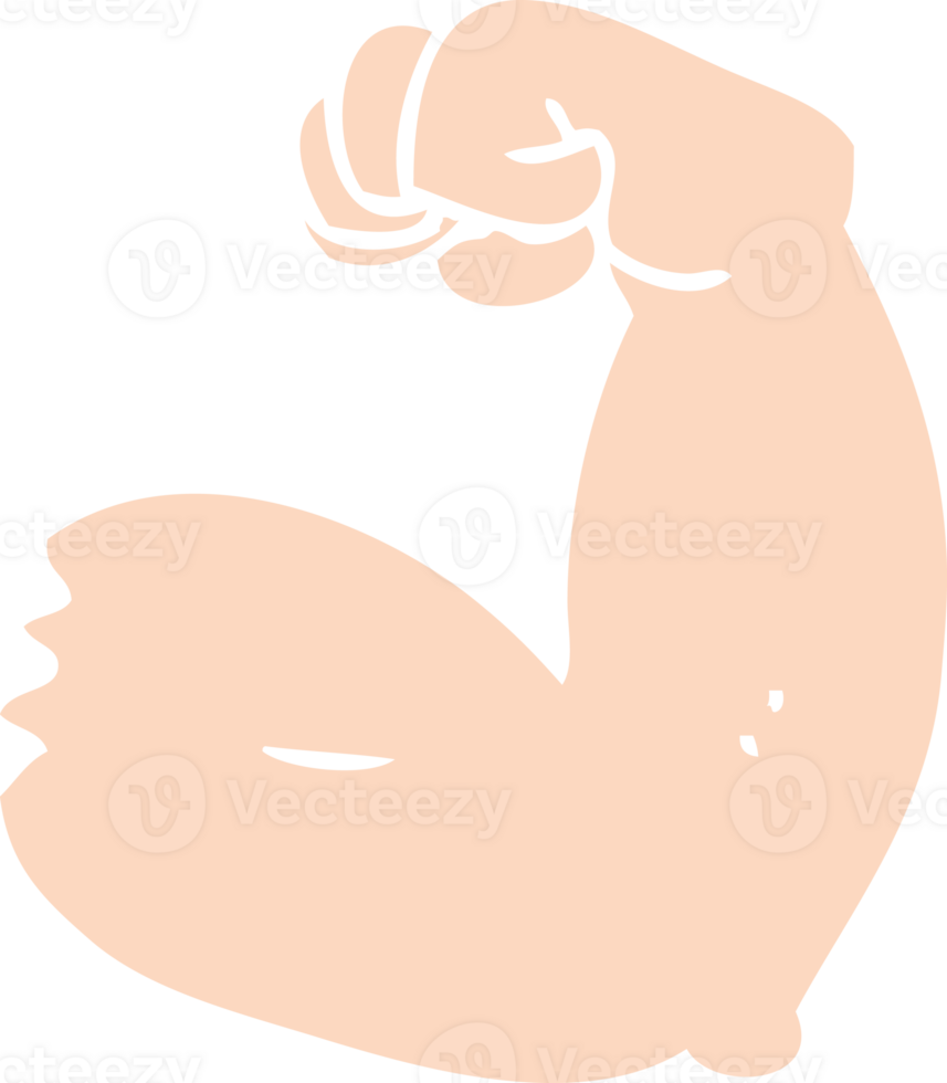 flat color illustration of strong arm flexing bicep png