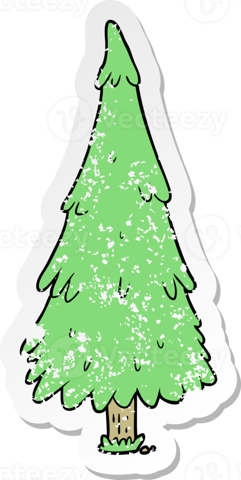 distressed sticker of a cartoon christmas tree png