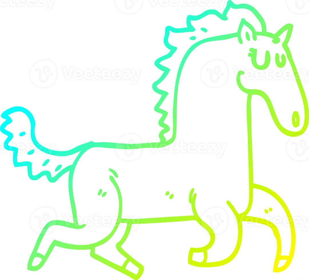 cold gradient line drawing of a cartoon magnificent stallion png