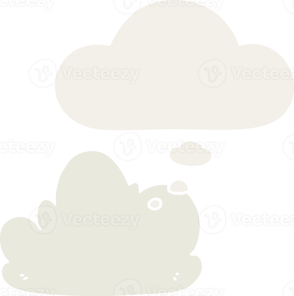 cartoon cloud with thought bubble in retro style png