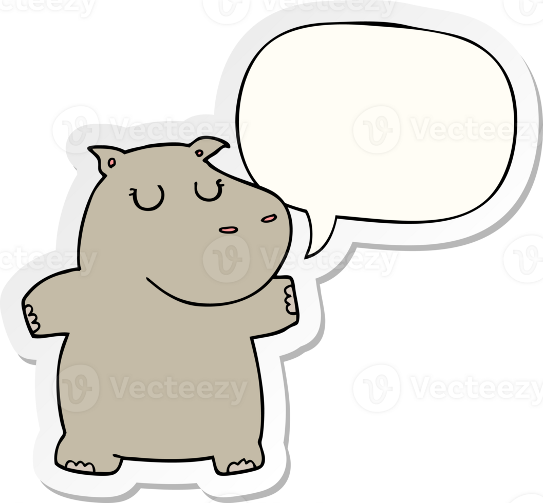 cartoon hippo with speech bubble sticker png