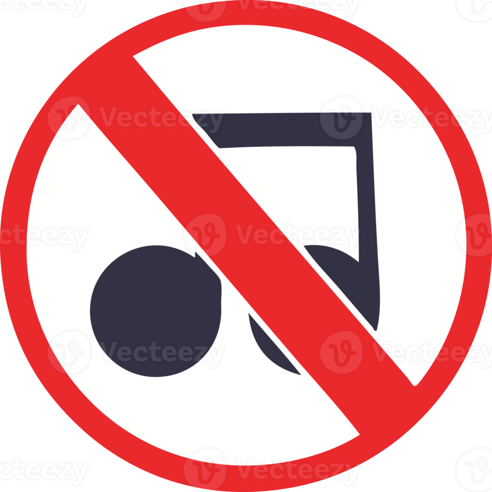 flat color retro cartoon of a no music sign png
