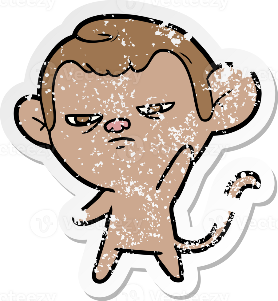 distressed sticker of a cartoon monkey png