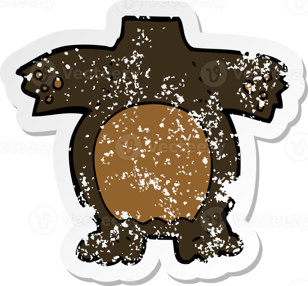 retro distressed sticker of a cartoon black bear body png