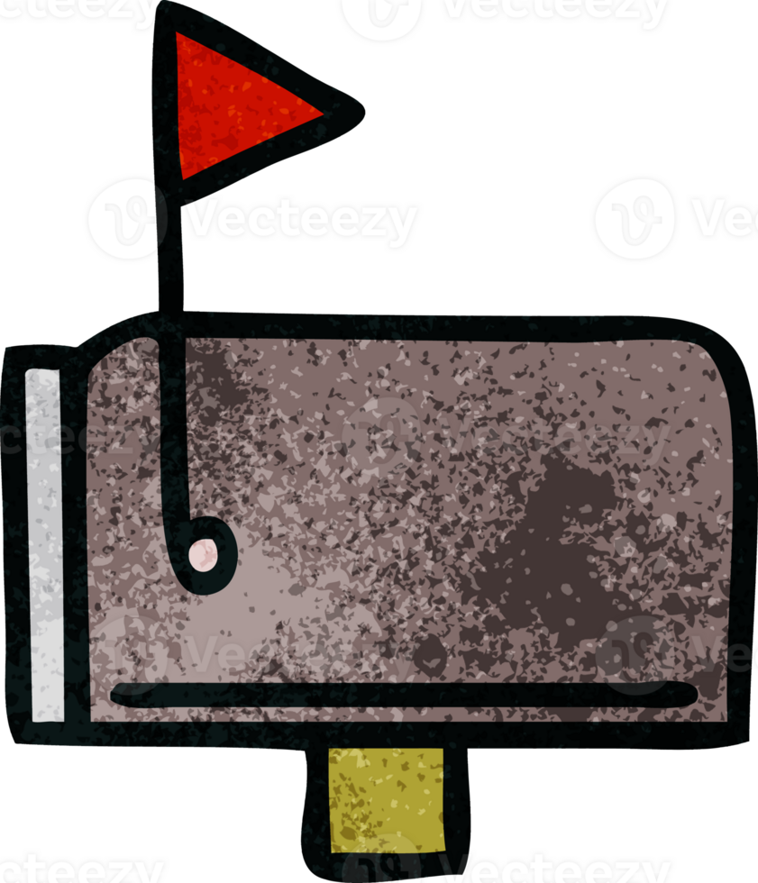 retro grunge texture cartoon of a mail box png
