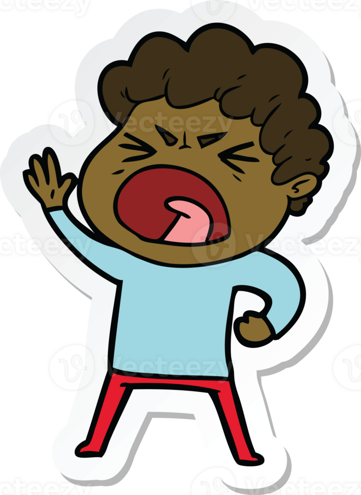 sticker of a cartoon furious man png