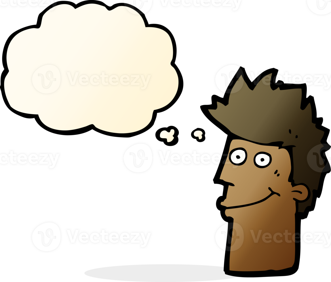 cartoon happy man with thought bubble png