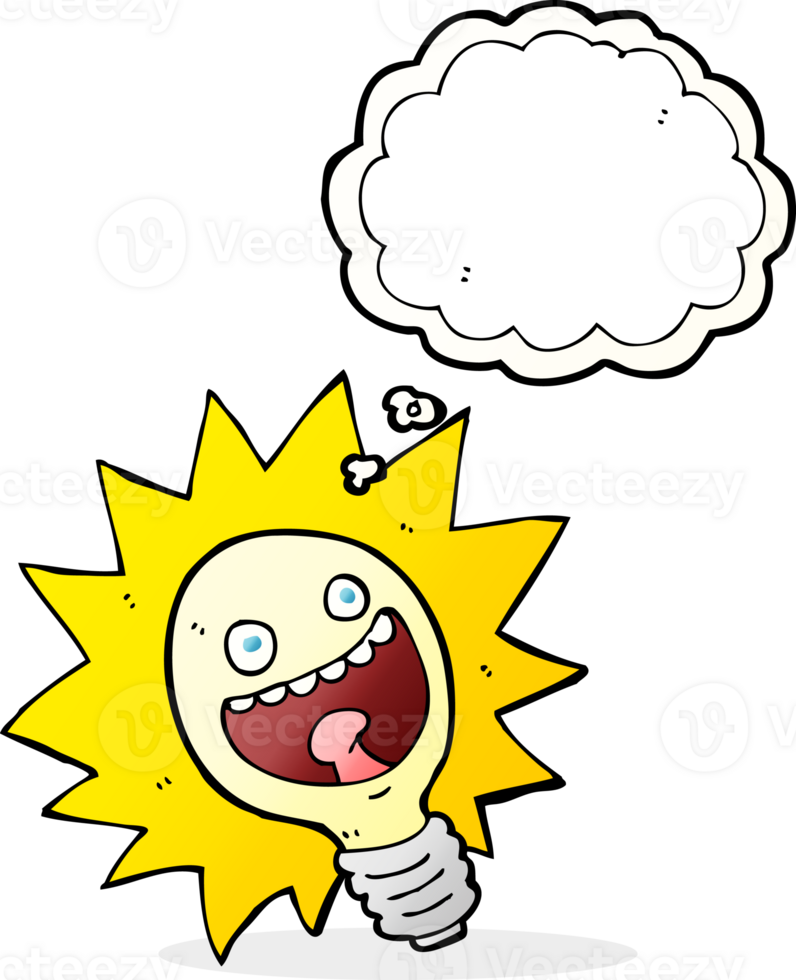 cartoon lightbulb with thought bubble png