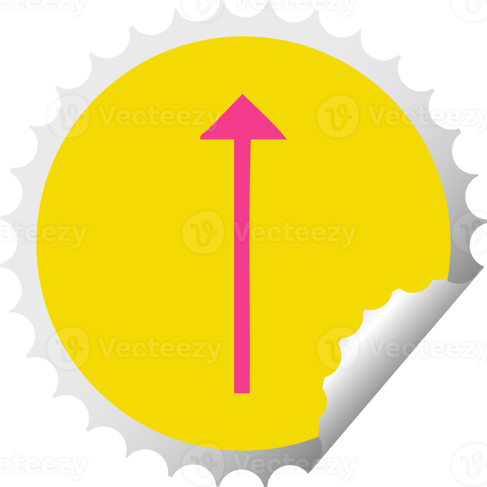 circular peeling sticker cartoon of a long arrow symbol png