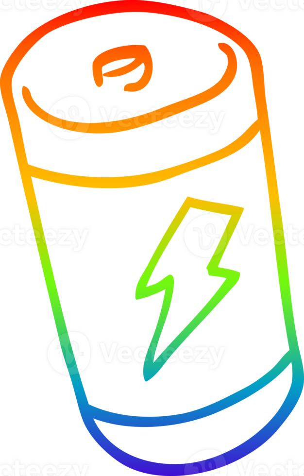 rainbow gradient line drawing of a cartoon battery png
