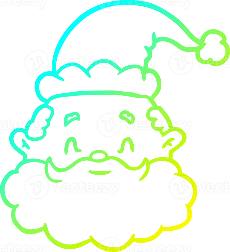 cold gradient line drawing of a santa claus face png