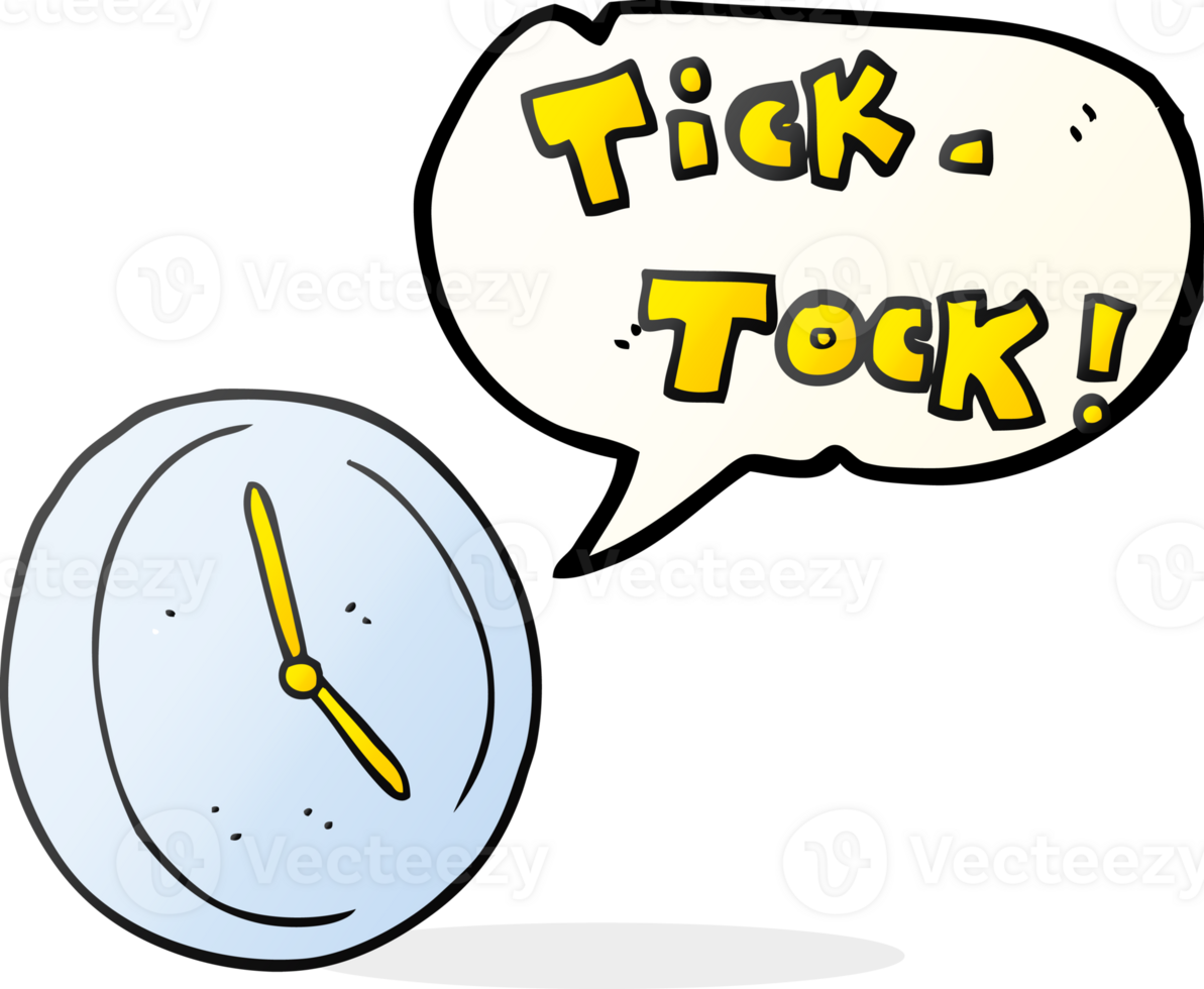 hand drawn speech bubble cartoon ticking clock png