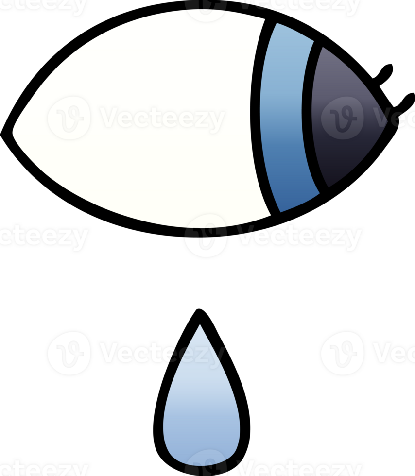 gradient shaded cartoon of a crying eye looking to one side png