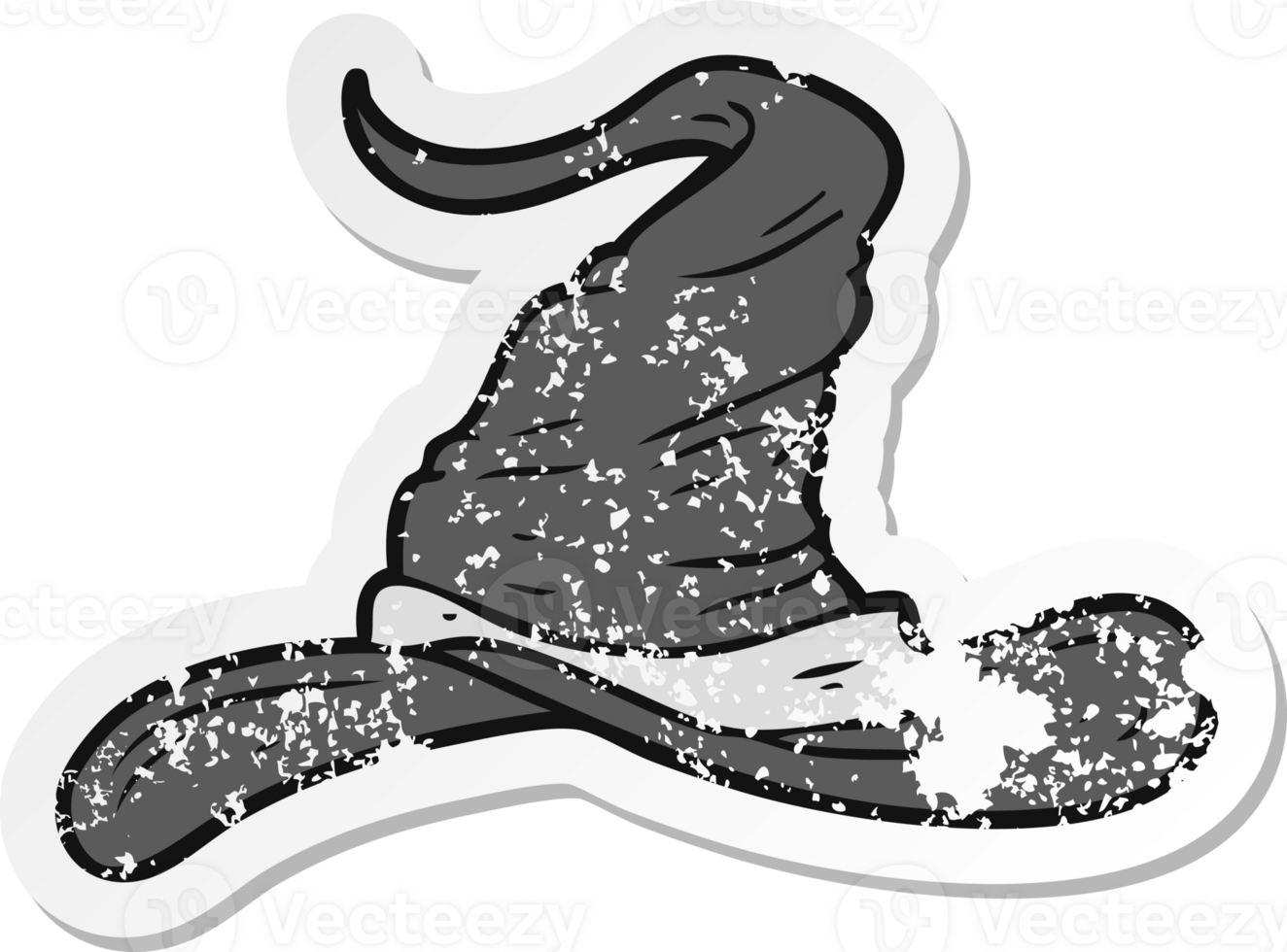 distressed sticker of a cartoon wizards hat png
