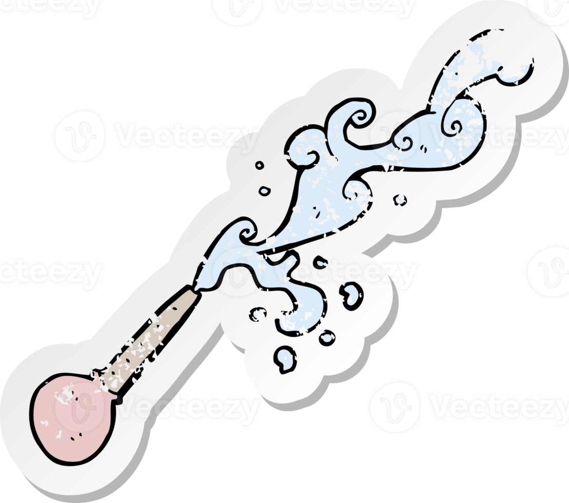 retro distressed sticker of a cartoon squirting pipette png