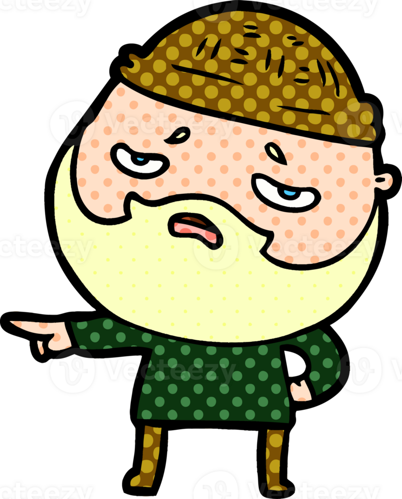 cartoon worried man with beard png