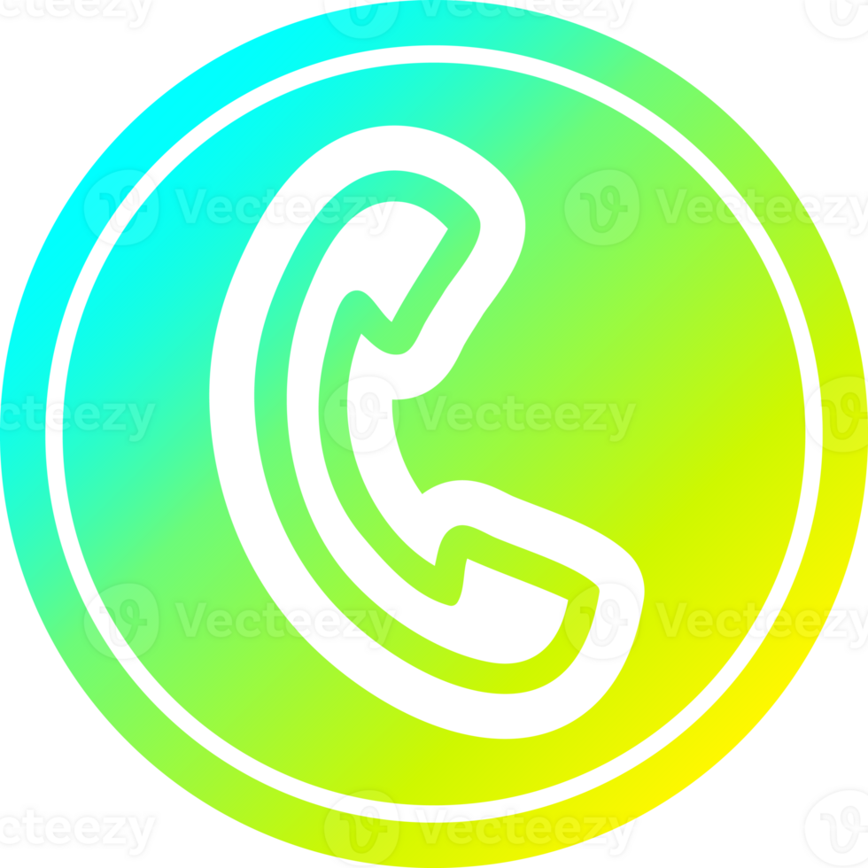 telephone handset circular icon with cool gradient finish png