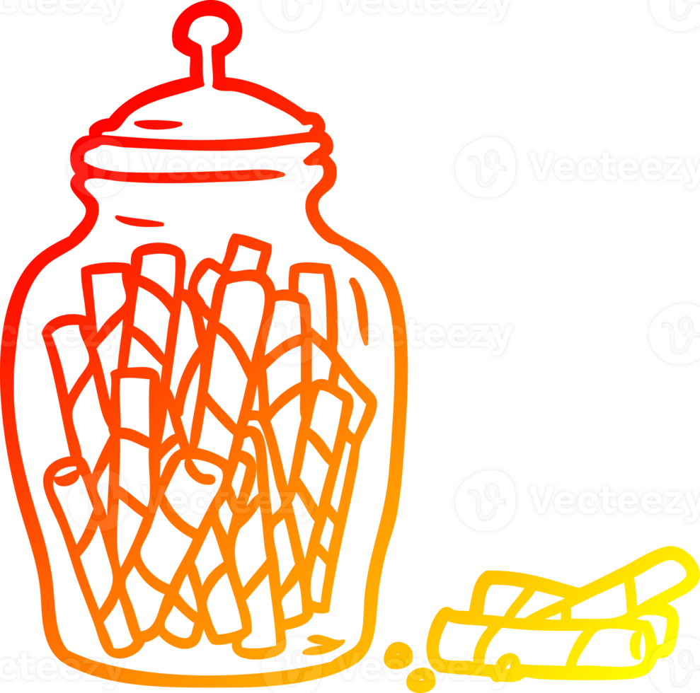 warm gradient line drawing of a traditional candy sticks in jar png