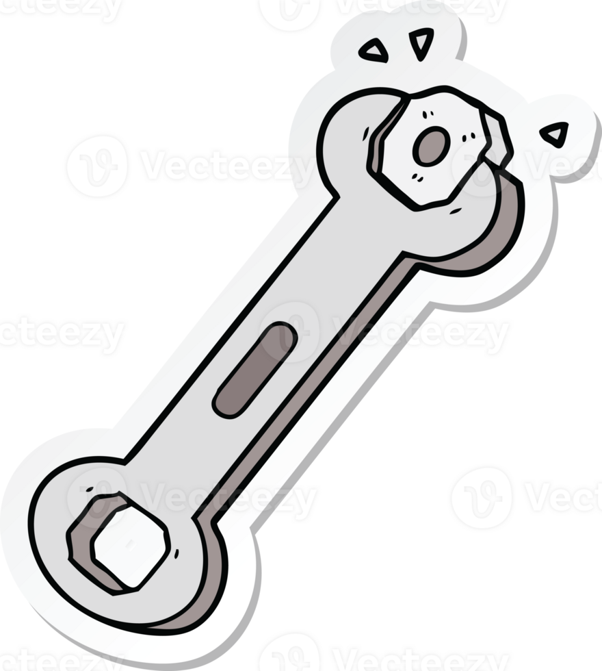 sticker of a cartoon spanner turning nut png
