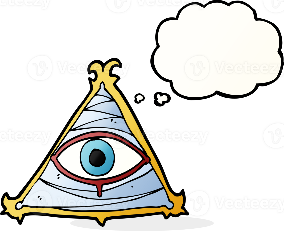 cartoon mystic eye symbol with thought bubble png
