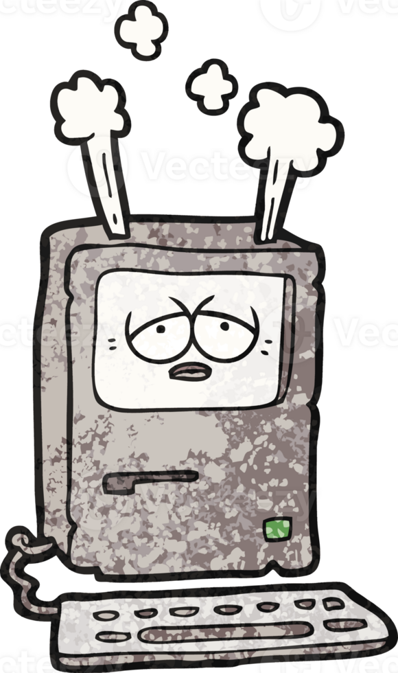 cartoon tired computer overheating png