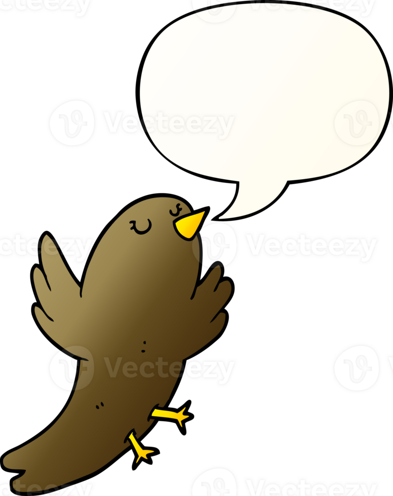 cartoon bird with speech bubble in smooth gradient style png