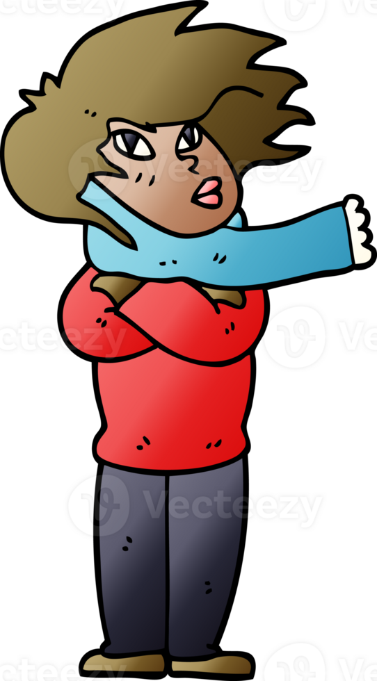 cartoon doodle girl with scarf png