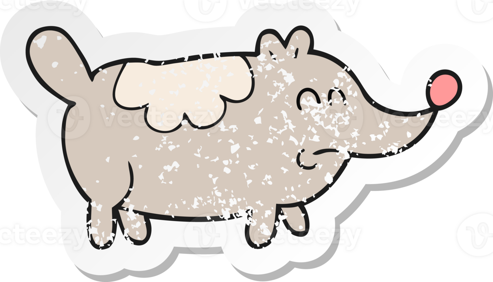 retro distressed sticker of a cartoon small fat dog png