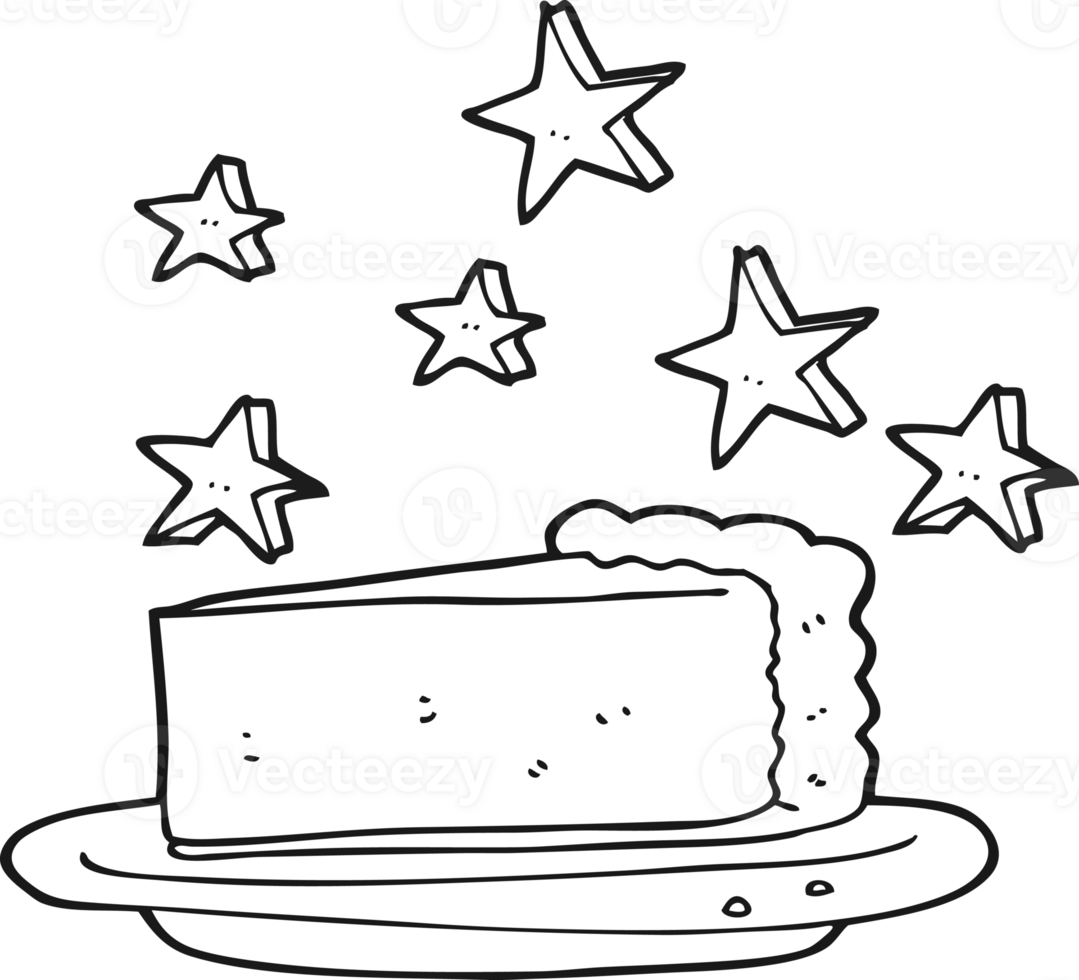 hand drawn black and white cartoon chocolate cake png