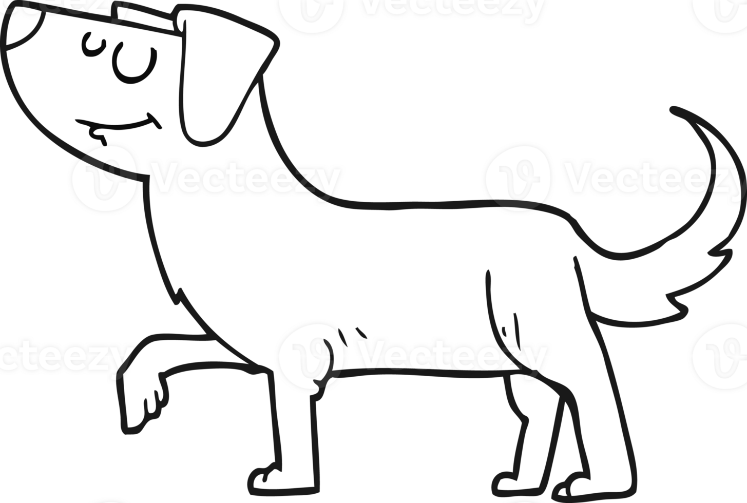 hand drawn black and white cartoon dog png