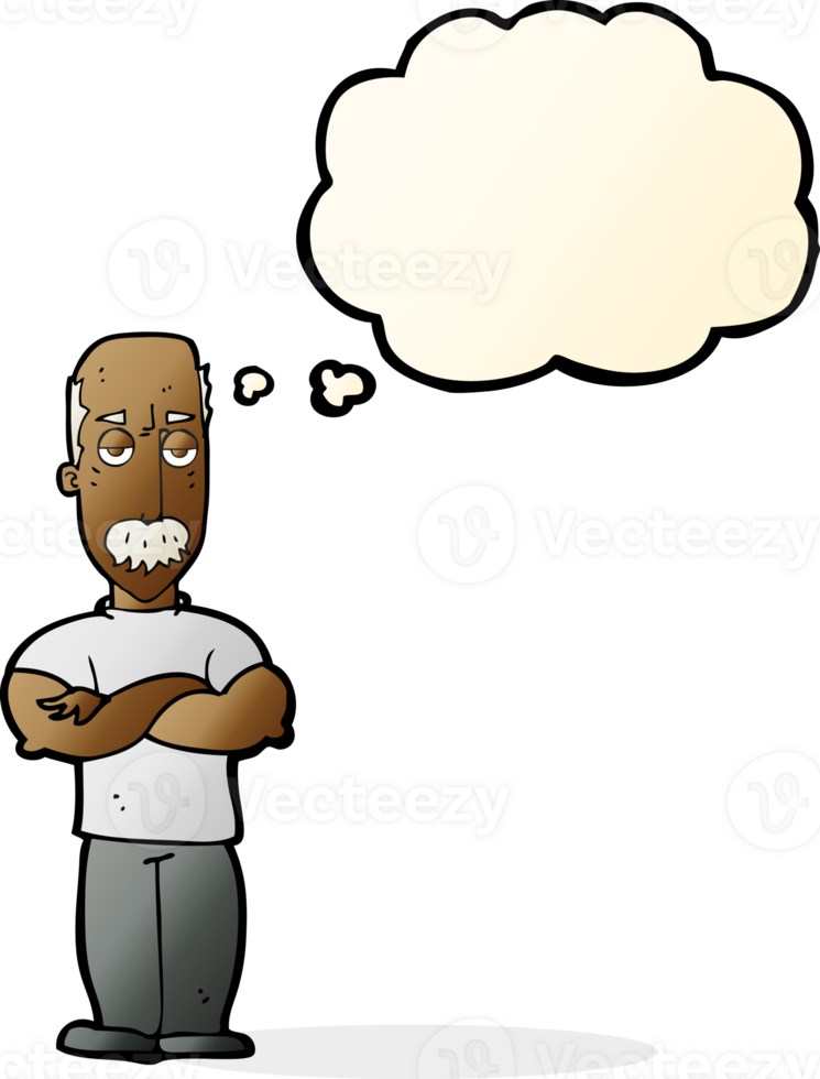 cartoon angry man with mustache with thought bubble png