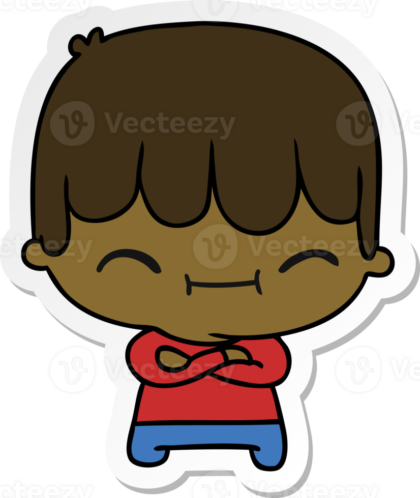 hand drawn sticker cartoon of kawaii cute boy png