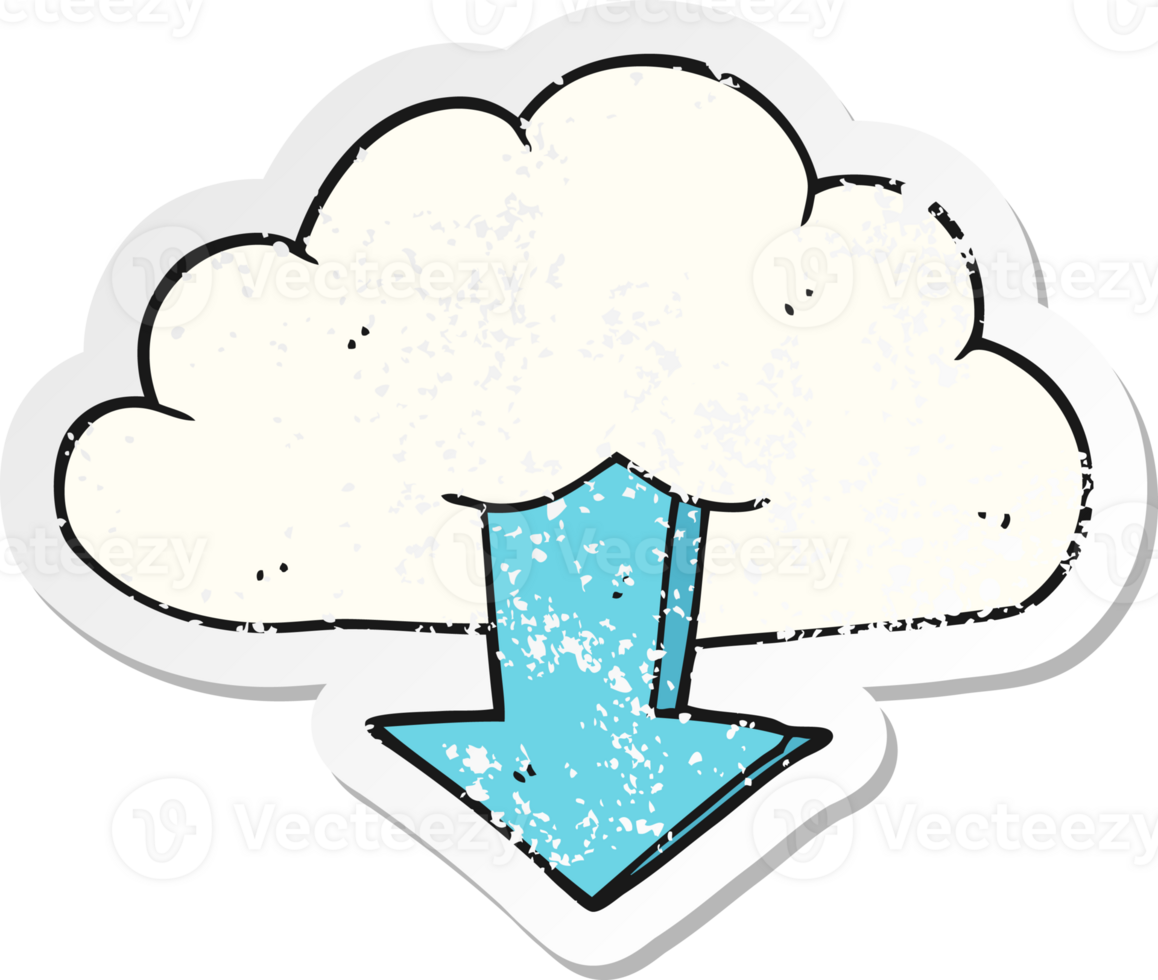 retro distressed sticker of a cartoon download from the cloud png
