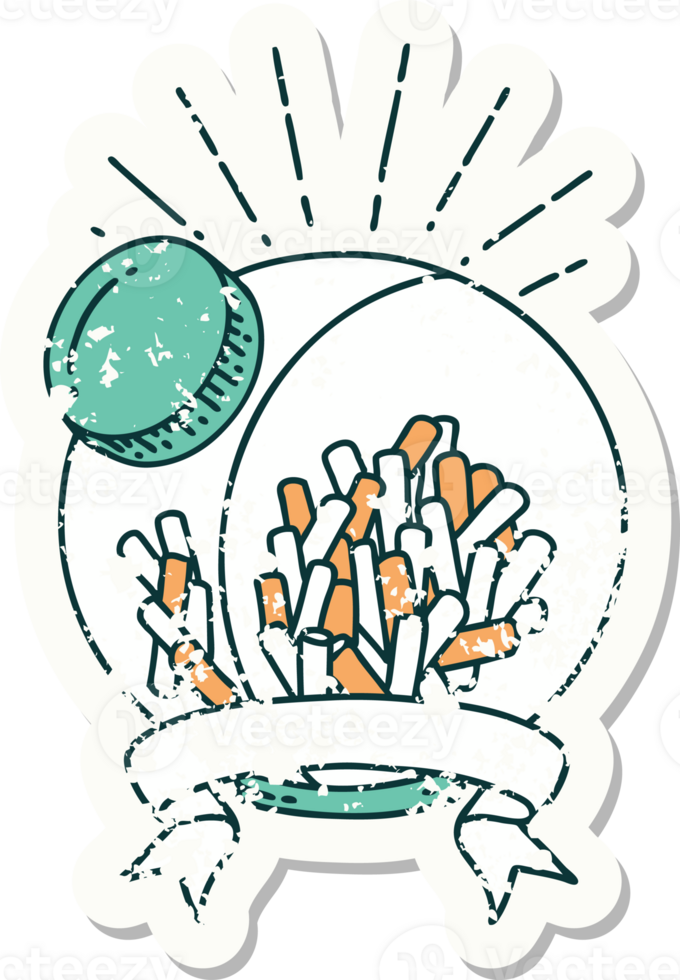 worn old sticker of a tattoo style jar of candy png