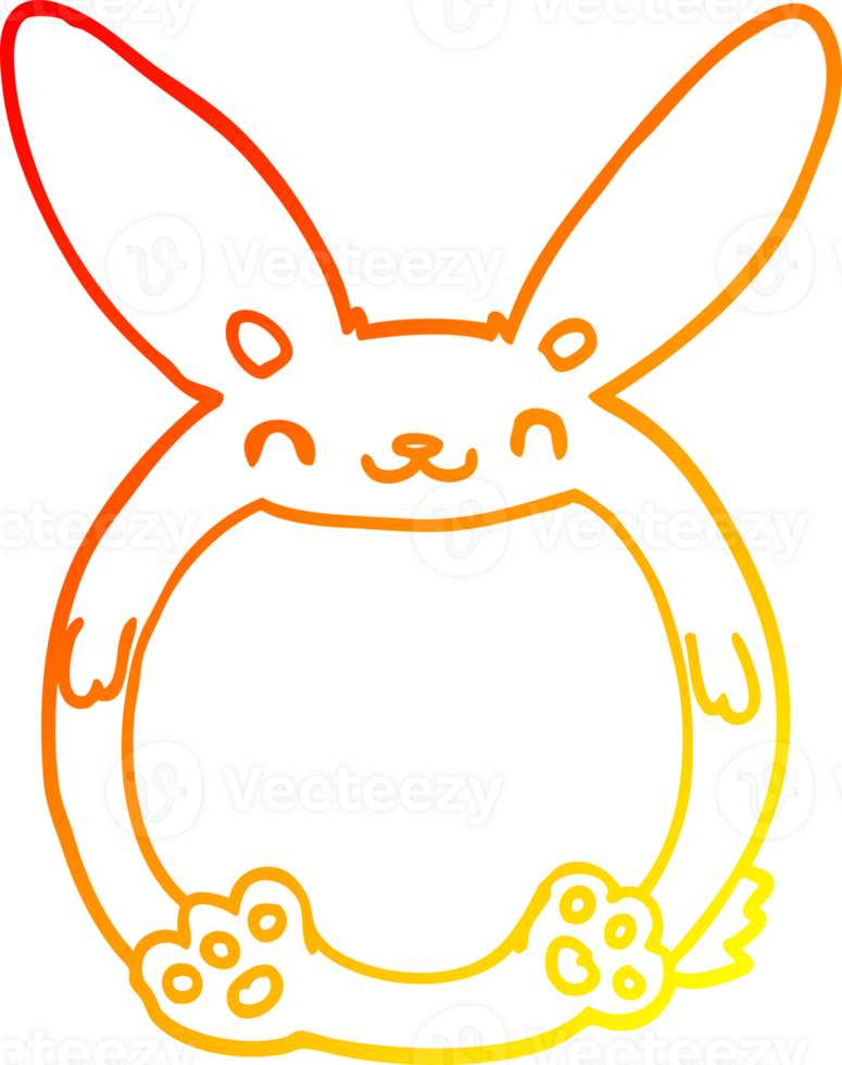 warm gradient line drawing of a cartoon rabbit png